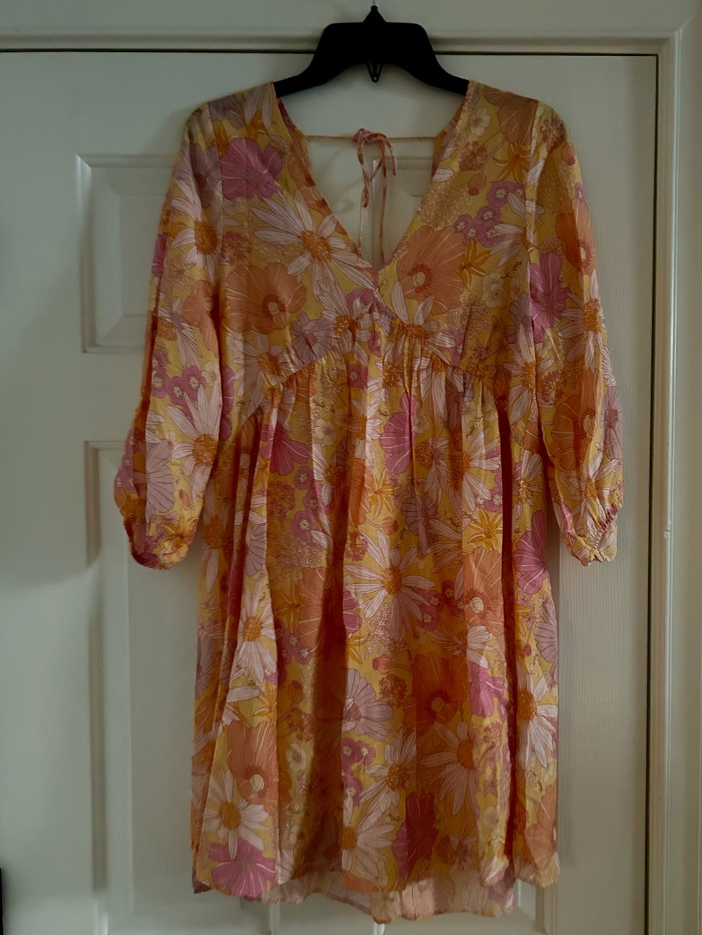 H&M Floral V-Neck Dress in Yellow, Pink & Cream